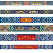 房梁横梁壁纸古建筑墙纸吊顶皇宫花纹祠堂彩绘布高清壁画定制