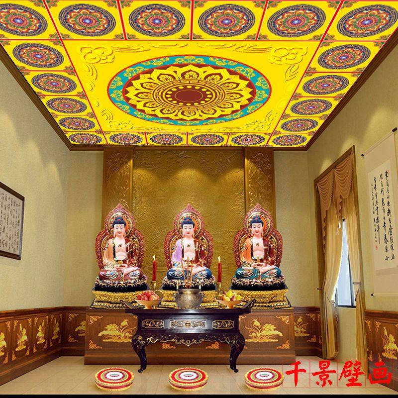 寺庙壁画捷域莲花座吊顶