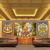 藏式 唐卡壁纸释迦牟尼佛壁画佛堂背景佛文化酒店饭店如来佛墙纸