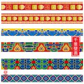 古建筑房梁横梁装 饰壁纸吊顶壁画彩绘皇宫古代彩画墙布定制