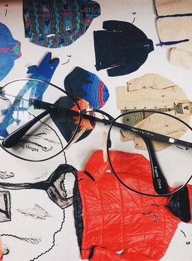 spring hinge包邮vintage复古文艺古董平光面金属框架眼镜hayj882