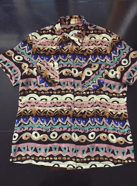 包邮日单美式波普aloha夏威夷风格复古男女巴洛克油画衬衫halt727