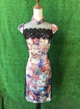 专柜正品   风FU  　313016 （紫色） 春夏款  旗袍 连衣裙