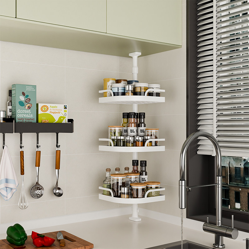 厨房置物架转角台面顶天立地墙角放盐调味品三角调味罐架收纳层架,厨房/烹饪用具,厨房置物架/置物柜/角架,淘宝优惠券,粉丝福利购,淘宝优惠卷