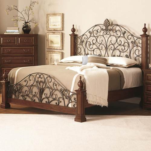 港湾双人床原木与铁艺的设计美学