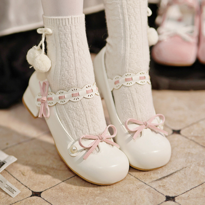 【双蝶恋】久久Lolita原创拼色蝴蝶结低跟浅口圆头公主洛丽塔lo鞋