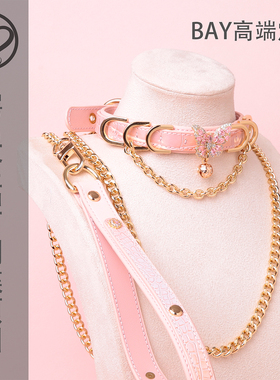 【BAY高端定制】choker项圈真皮钻石蝴蝶puppy字母牛皮k9男女m