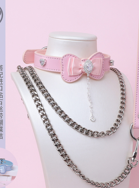 【BAY高端定制】蝴蝶结牛皮项圈骨头puppy女颈带K9定制choker
