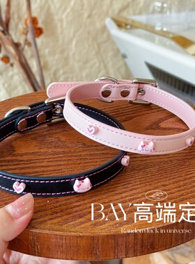 【BAY高端定制】牛皮K8亚文化猫咪爱心项圈y2k锁骨链choker颈带