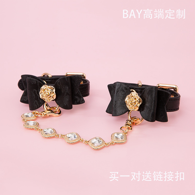 缎带蝴蝶结钻石真皮项圈链接扣K9小狗choker手环puppy