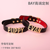 BAY高端定制 定制choker项圈puppy字母真皮颈带k9男女m