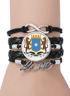 非洲国徽黑色永恒礼品皮革手链