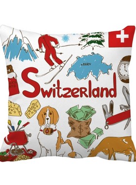 标动物插画图案方形抱枕靠枕沙发靠垫双面含芯礼物学校幼儿园装饰