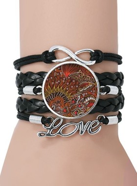 多彩黑色永恒礼品皮革手链