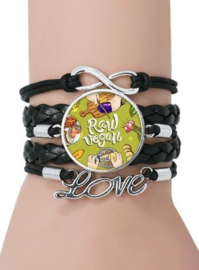 蔬菜黑色永恒礼品皮革手链