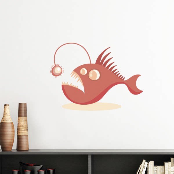 可爱卡通灯笼鱼插画墙贴壁纸房间贴花学校幼儿园装饰