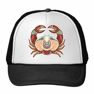 巨蟹座星座标志插画图案鸭舌帽棉质户外运动帽子休闲时尚棒球帽