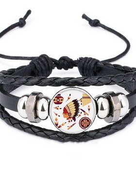 印第安人风图腾皮革礼品编制手链