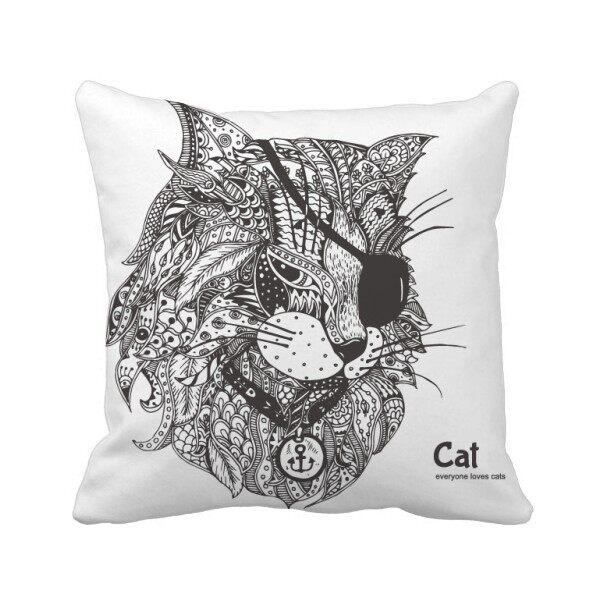 发靠垫双面含芯礼物猫咪人类绘画一只眼睛方形抱枕学校幼儿园装饰