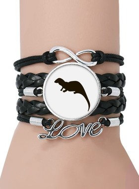 黑色动物永恒礼品皮革手链