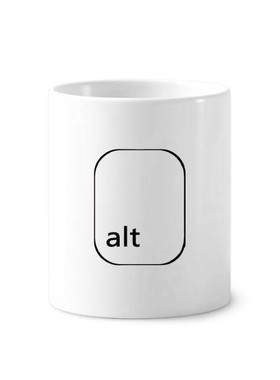 键盘符号alt陶瓷刷牙杯子笔筒白色马克杯礼物学校幼儿园装饰