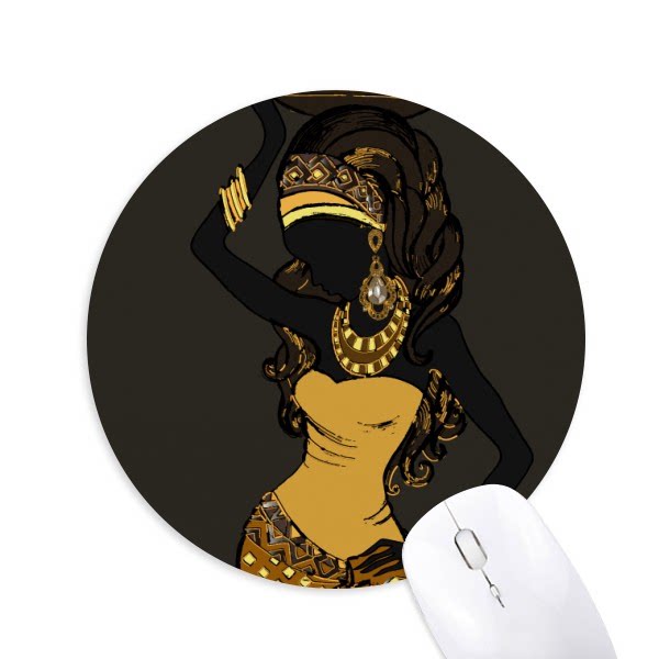 美丽部落女性服饰圆形游戏办公防滑橡胶鼠标垫礼物学校幼儿园装饰