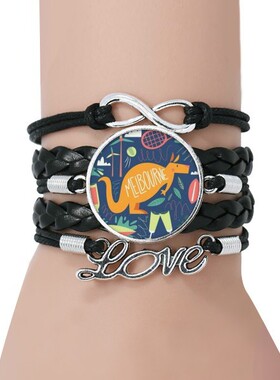 澳大利亚黑色永恒礼品皮革手链