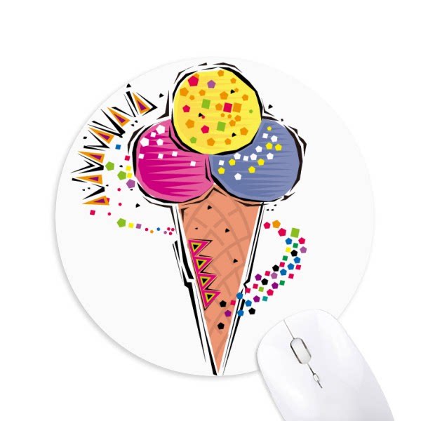 冰淇淋墨西哥插图圆形游戏办公防滑橡胶鼠标垫礼物学校幼儿园装饰