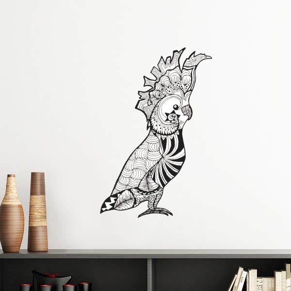 可爱鹦鹉动物黑白速写墙贴壁纸房间贴花学校幼儿园装饰