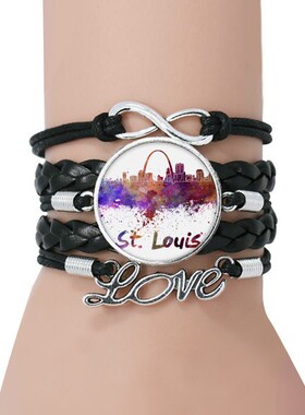 美国黑色永恒礼品皮革手链