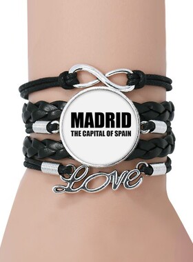 西班牙黑色永恒礼品皮革手链