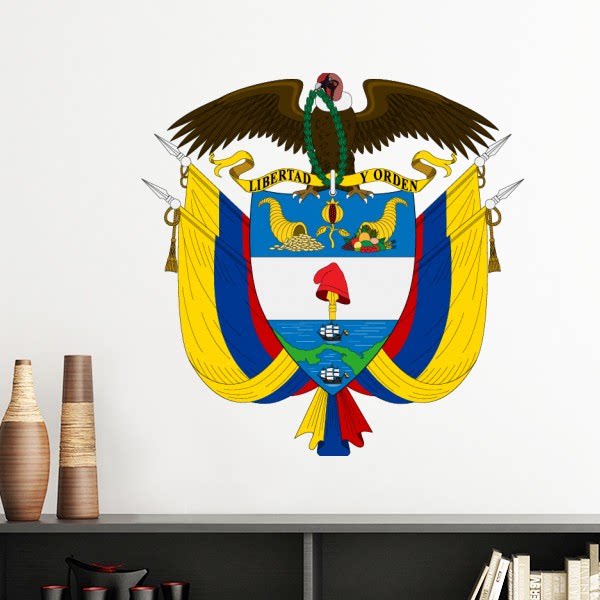 哥伦比亚国徽标志符号图案墙贴壁纸房间贴花学校幼儿园装饰