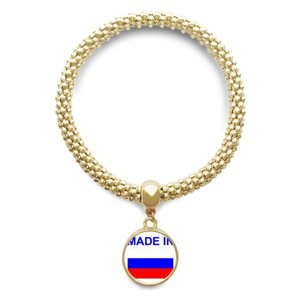 俄罗斯国旗圆形金属吊坠礼品手链