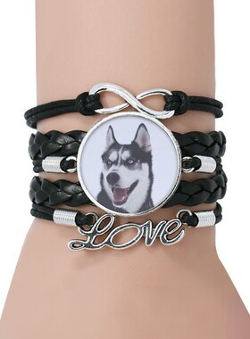 动物黑色永恒礼品皮革手链
