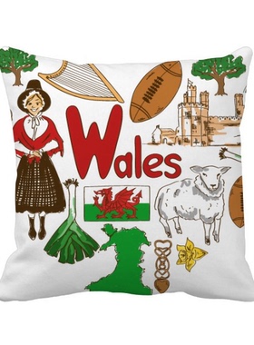 国心形插画图案方形抱枕靠枕沙发靠垫双面含芯礼物学校幼儿园装饰