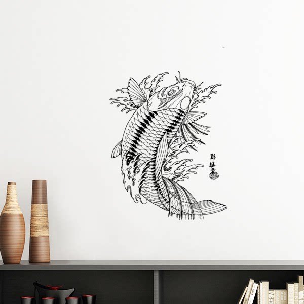 花纹鱼海草传统游玩圏墙贴壁纸房间贴花学校幼儿园装饰