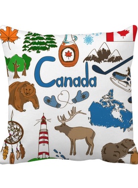 国旗鹿插画图案方形抱枕靠枕沙发靠垫双面含芯礼物学校幼儿园装饰