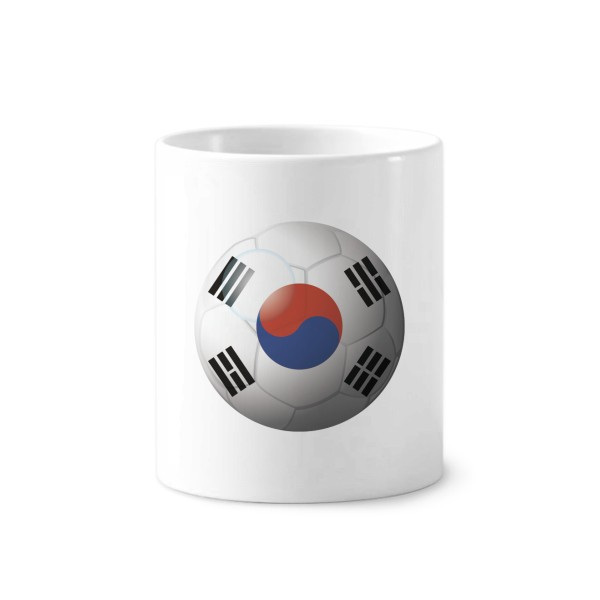 韩国国旗足球纹样陶瓷刷牙杯子笔筒白色马克杯礼物学校幼儿园装饰