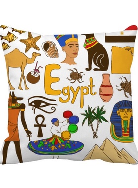 金字塔插画图案方形抱枕靠枕沙发靠垫双面含芯礼物学校幼儿园装饰