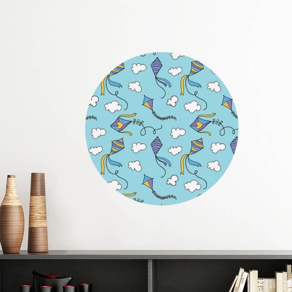 手绘几何简单风筝纹样墙贴壁纸房间贴花学校幼儿园装饰