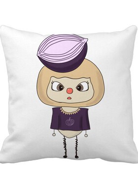 植物蔬菜洋葱圆形紫色辣悠悠 方形抱枕睡眠靠枕沙发靠垫双面含芯