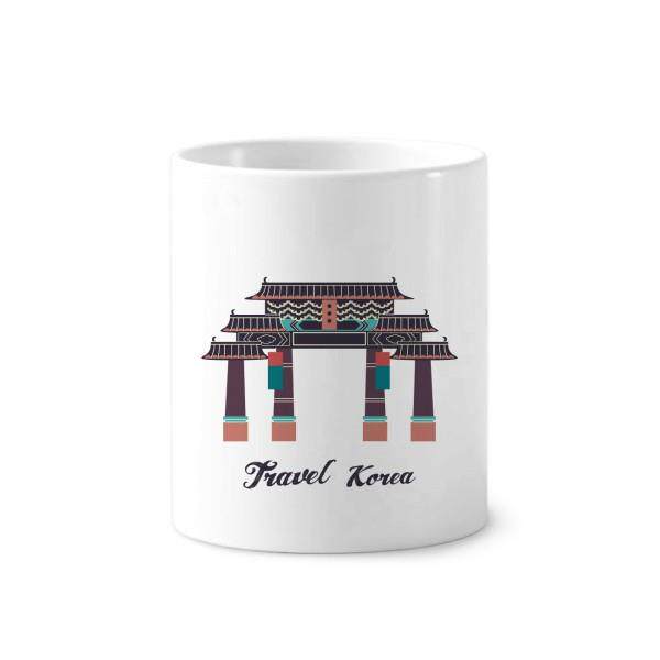 韩国旅行观光韩国牌坊陶瓷刷牙杯子笔筒白色马克杯礼物