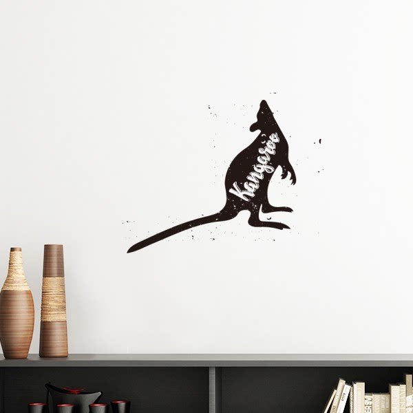 袋鼠黑白剪影动物墙贴壁纸房间贴花学校幼儿园装饰