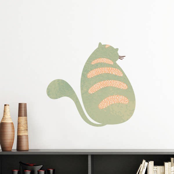 青色卡通可爱猫咪背影墙贴壁纸房间贴花学校幼儿园装饰