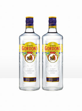 洋酒Gordon gin哥顿金酒杜松子酒双支 玛法斯 鸡尾酒调酒基酒哥顿
