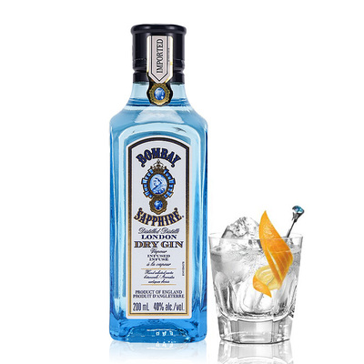 孟买蓝宝石金酒200ml小瓶 Bombay 洋酒杜松子酒毡酒琴酒 调酒基酒