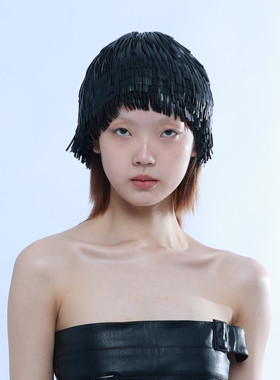 YEZI OD 小众设计感假发帽女包头显脸小独特高级仿短头发流苏帽子