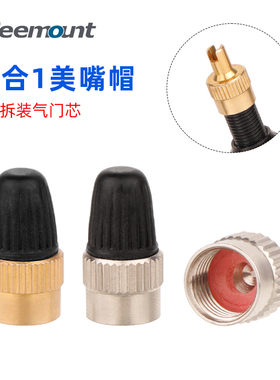 4个美嘴帽气芯拆装防尘2合1自行车汽车轮胎气嘴盖帽8V1气门帽