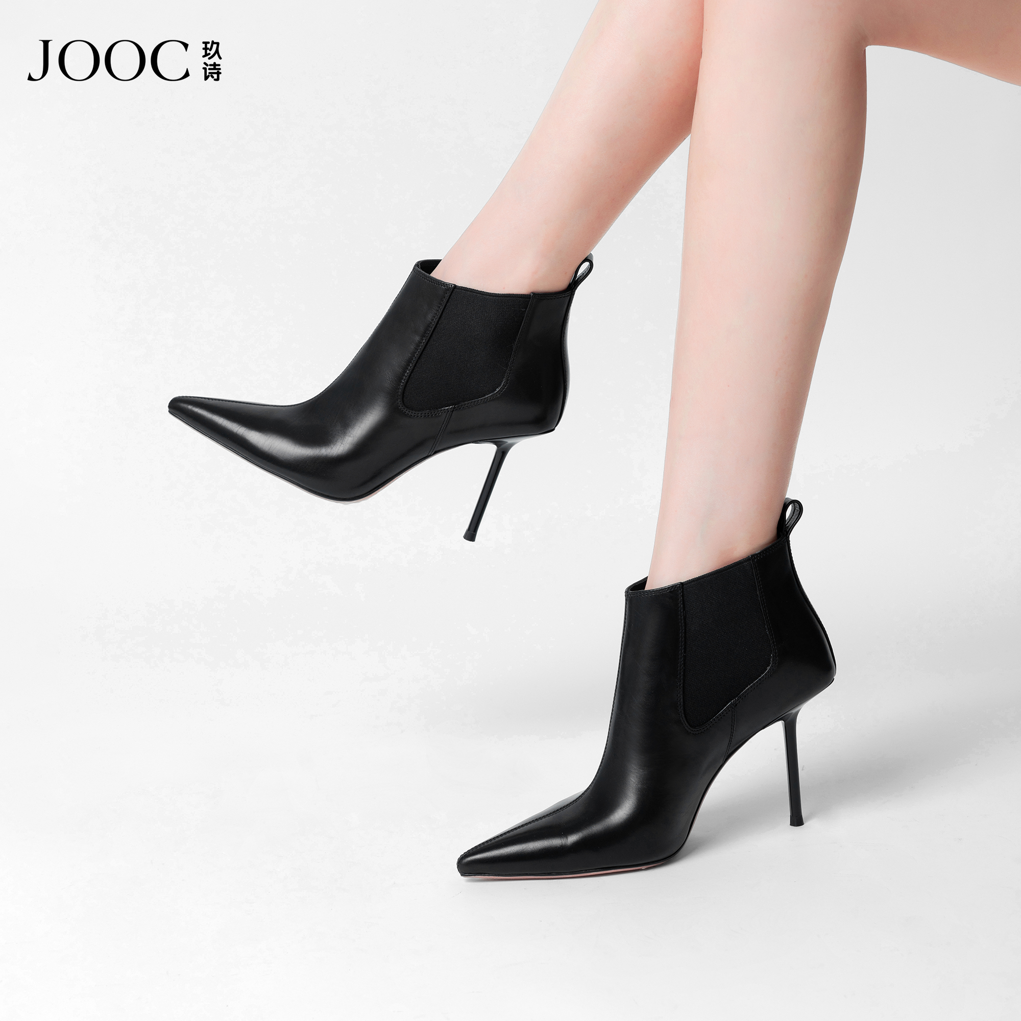 2025秋冬新款胎牛皮高跟时装靴