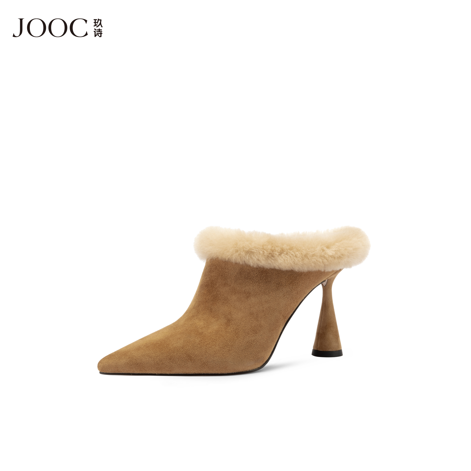 【午后轻奢】JOOC玖诗包头高跟鞋女2025秋冬新款时尚羊毛后空单鞋